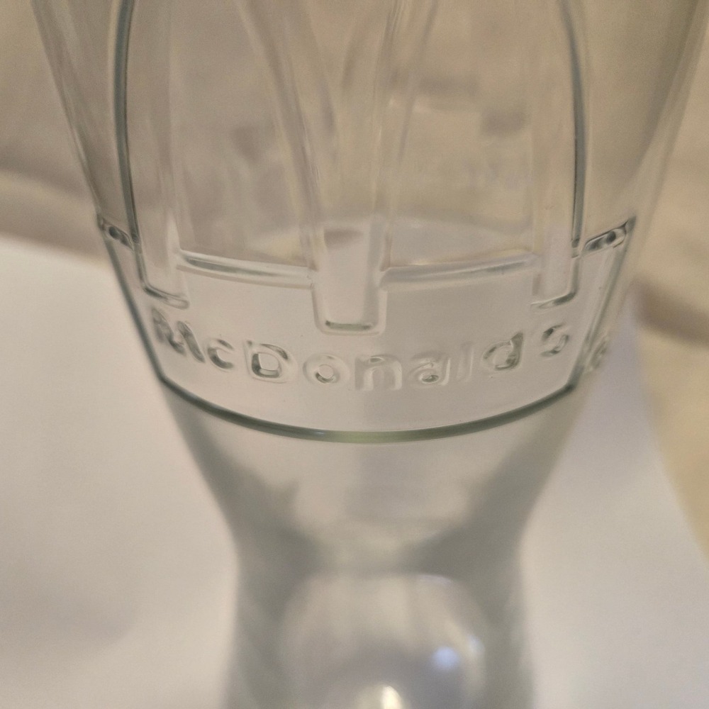 Vintage 1992 McDonald's Embossed Golden Arches 16oz Clear Soda Fountain Glass